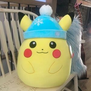 Pokemon Pikachu, 20" Squishmallow, Winter Hat, Christmas Holiday Plush NEW, RARE